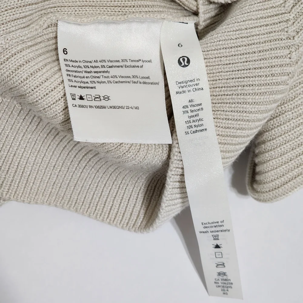 Lululemon Athletica Crossover Sweater Size 6 Light Beige Pullover Minimalist Run - Picture 8 of 8